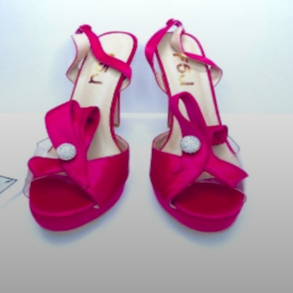 FSJ  Slingback Open Toe Platform Stiletto Sz 7